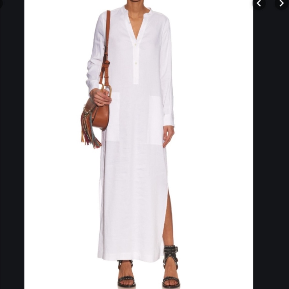 Vince Caftan Maxi Shirt Dress Linen Viscose Blend Beach Cover Up Lagenlook - Picture 2 of 15